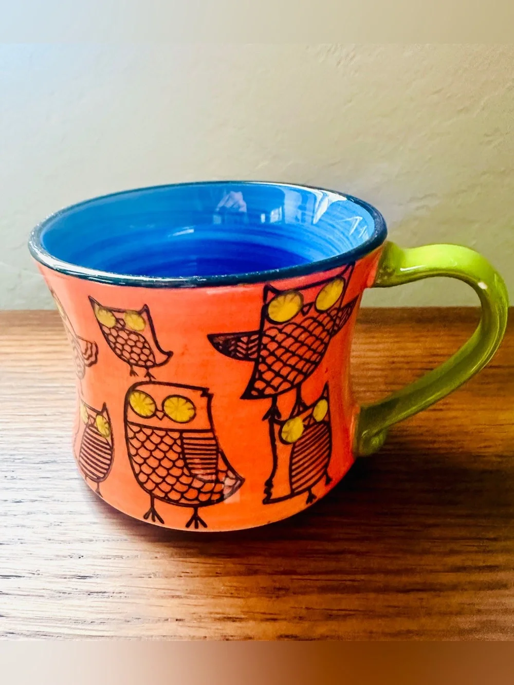 Pier 1 Imports Stackable Owl Mugs Stoneware Hand Painted Set of 3 Mint Brand New